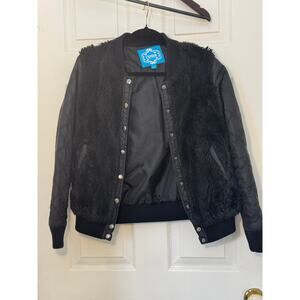 L’Amour by Nanette Lepore Girls Quilted Faux Fur Bomber Jacket Black